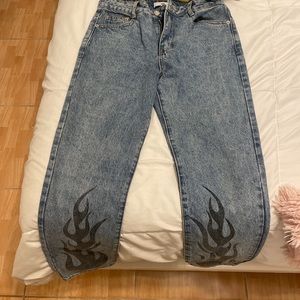 Adika blue jeans with fire design